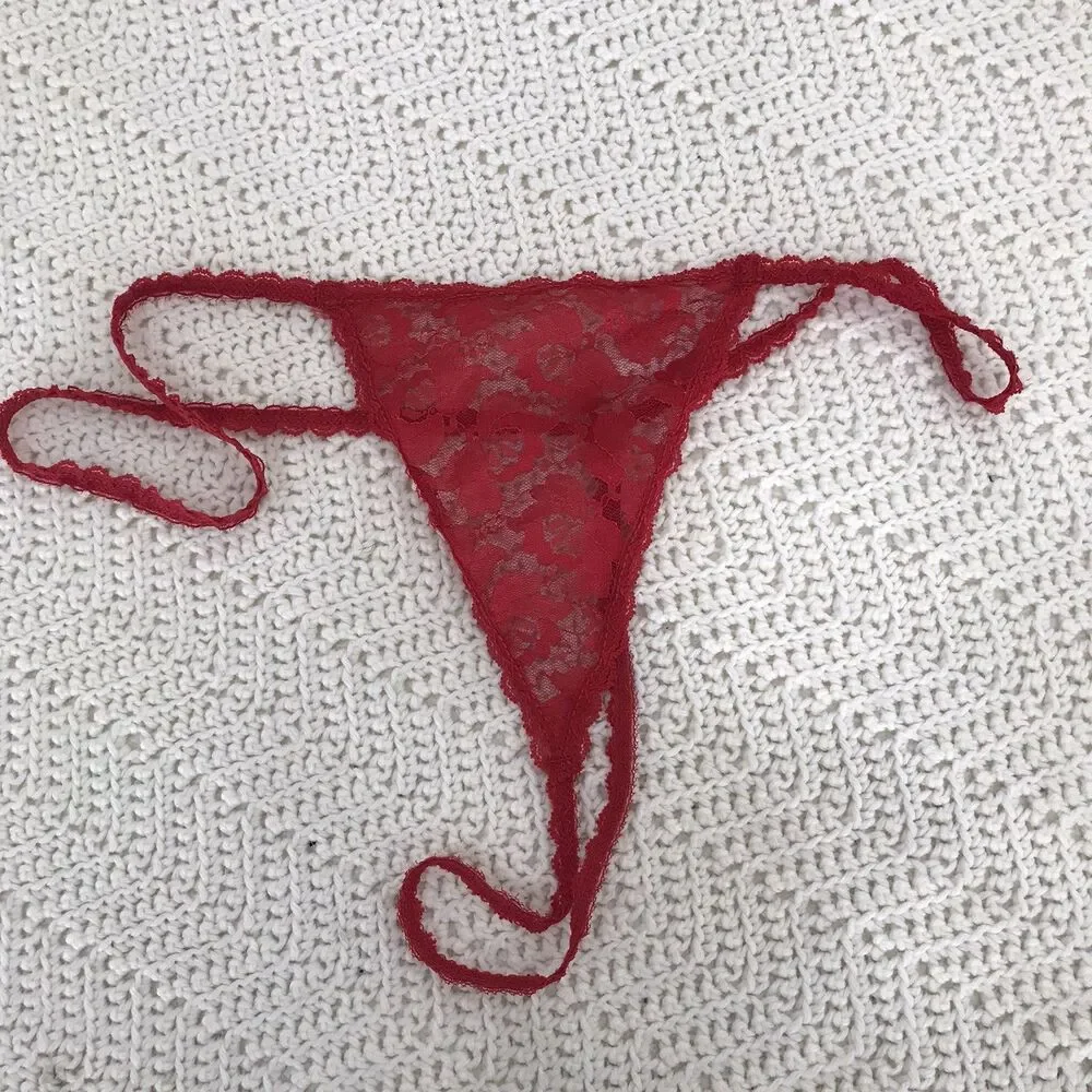 Red Lace Gown Lingerie Thong Bottoms XXL 2X Romantic Boudoir Sheer Floral
